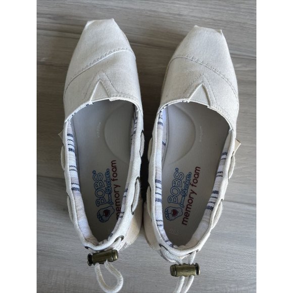 Bobs From Skechers Memory Foam Platform Shoes Size 6.5 womens beige ivory tan - Picture 6 of 10